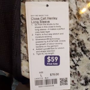 close call Henley long sleeve